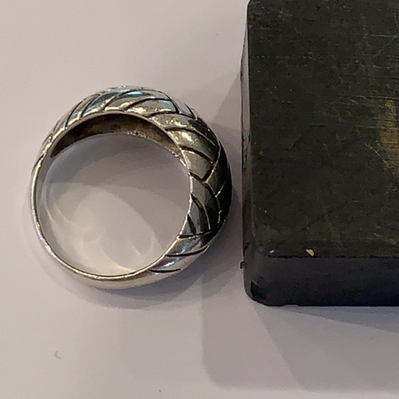 Sterling silver chevron print simple 925 wide ring - Picture 4 of 7